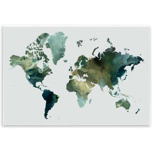 Stupell Industries Green Toned World Map Wall Plaque Art, Design by Grace Popp, 19 x 13