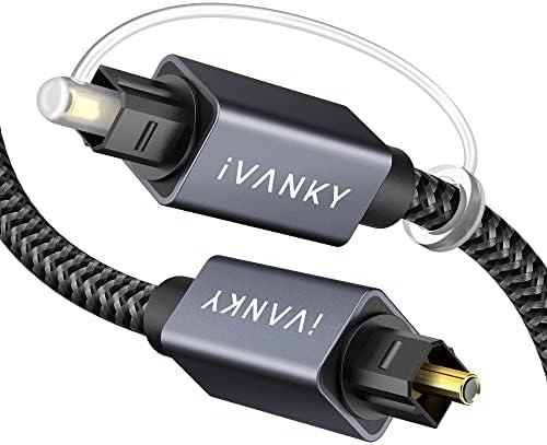 IVANKY Optical Audio Cable 10ft/3M, Long Digital Audio Optical Cable for Soundbar, S/PDIF Toslink Fiber Optic Cord [Braided, Gold-Plated Connectors, CL3 Rated] for TV, Home Cinema, Xbox/PS4, Sonos