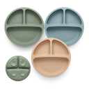 Toddler Plates 3 Pack, Divided Suction Plates for Baby, 100% Food Grade Silicone Baby Plates, Non-Slip, Baby Led Weaning Supplies, Microwave & Dishwasher Safe