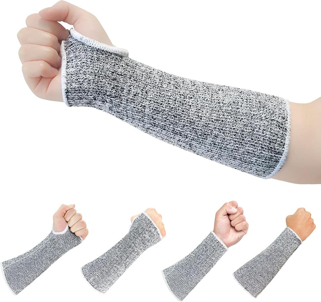 MIG4U Cut Resistant Sleeves 2 Pairs, Forearm Protection Level 5 Protective Guards with Hole for Working, Gardening, Mechanic (Large)