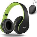 ZIHNIC Bluetooth Headphones Over-Ear, Foldable Wireless and Wired Stereo Headset Micro SD/TF, FM for Cell Phone,PC,Soft Earmuffs &Light Weight for Prolonged Wearing(Black/Green)