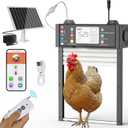 Automatic Chicken Coop Door Solar Powered 5 Modes Chicken Door with WiFi - Tuya APP, Detachable Magnetic LCD Display with USB Port Light Sensor & Timer Waterproof Anti-Pinch Chicken Door with Remote (10.2"L x 4.7"W x 15.3"H, Blcak)