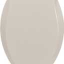 19" Elongated Almond Toilet Seat for Adult and Child, Built-In Potty Training Seat with Soft Quiet Close Non-Slip Design, Magnetic Kids Seat and Cover for Elongated/Oval Toilets, Easy to Install