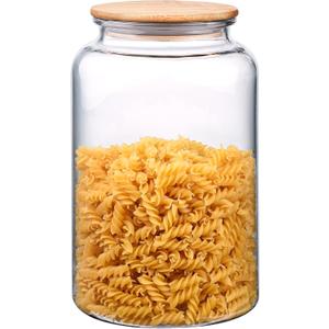 YUEJUM 100 FL oz Unbreakable Apothecary Jars with Airtight Bamboo Lids, Thickened Plastic Food Storage Containers, Kitchen Canisters for Storage Flour, Cereal, Dog Food, Cookie, Sugar, etc