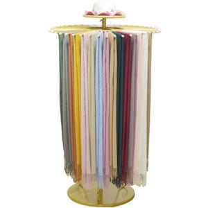 Freestanding Scarf Display Stand with 30 Rods, Pivoting Round Rack, Height Adjustable Scarf Holder Organizer for Boutique & Home