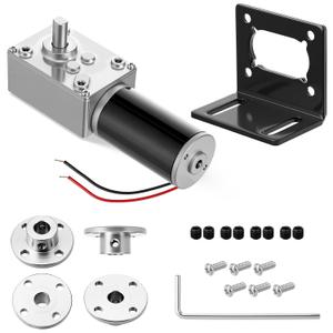 6 Pack 12v DC Worm Gear Motor Turbine Electric Gear Box Motor with 8mm Flange Coupling Connector Rigid Flange Coupling and 370 Mounting Bracket with Screw for DIY Projects(12V 160rpm)