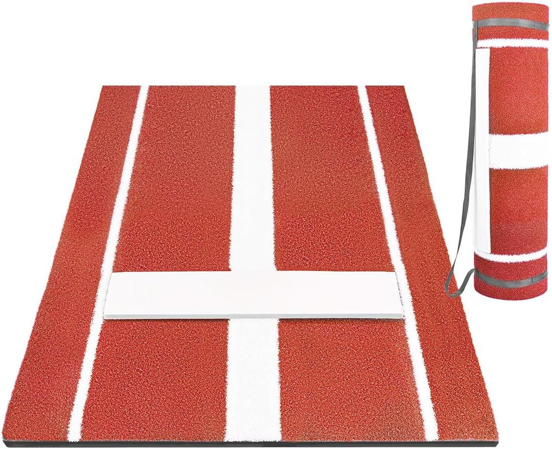 Softball Pitching Mat, 10' X 3' Baseball Hitting Mat, Anti-Slip Anti-Fade Pitch Practice Mat, Softball Pitching Mound for Outdoor/Indoor, 3.9' x 3'