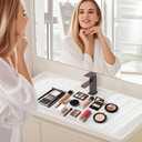 Bathroom Sink Cover for Counter Space Sink Mat Foldable Sinks Cover Silicone Makeup Organizer Mat Bathroom & Rv Camper Travel (Color:White)