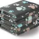Luciphia 1 Pack 3 Blankets Fluffy Premium Fleece Pet Blanket Flannel Paw Printed Throw for Dog Cat(Small 23x16'', Grey)