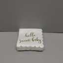 50 Pack 5x5 Inch White Scalloped Napkins with Gold Foil Hello Sweet Baby - Gender Neutral Baby Shower Napkins & Table Decor for Boy Girl Sprinkle Decorations