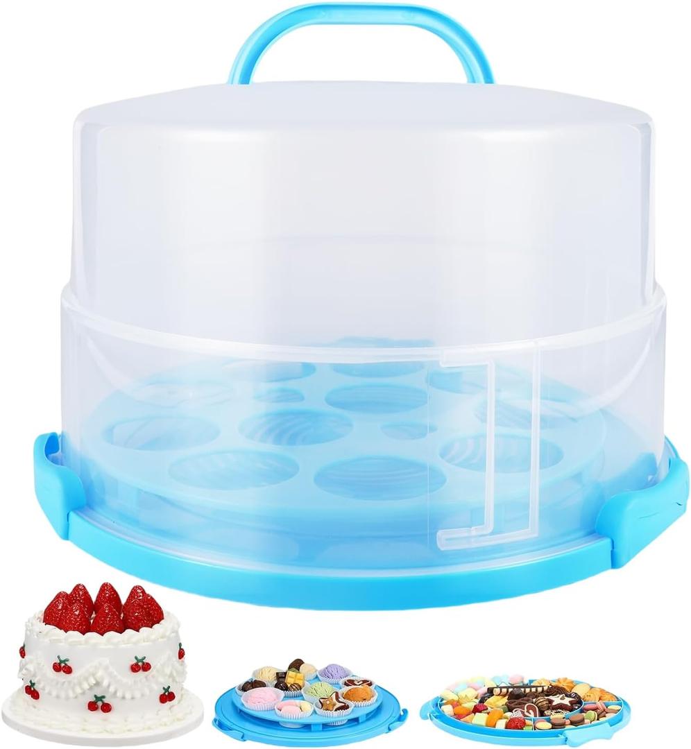 12 Inch Tall Cake Carrier Extra Large Cake Carrier with Lid and Handle, Large Cake Transport Container Portable Cake Cupcake for Transport Pies, Cupcakes, Cakes