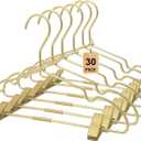 Gold Metal 12.6" Baby Clothes Clips Hanger, 30 Pack Children Kids Coat Hanger Display and Storage,Heavy Duty Standard Metal Hangers with Non-Slip Design,Space Saving Organizer
