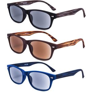 EYEGUARD 3 Pack Unisex Classic of Style Sunglasses Readers Outdoor Reading Glasses for Men and Women 2.75- Not Bifocals (Sun Lens 3 Color Mix)
