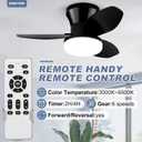 Small Ceiling Fan with Light - 26 Inch Flush Mount Ceiling Fan with Lights and Remote, Low Profile Ceiling Fans with 3 Reversible Blades, 6 Wind Speeds, Black Ceiling Fans for Bedroom