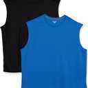 Amazon Essentials Men's Active Performance Tech Muscle Tank, Pack of 2 (Large, Blue /Dark Grey)