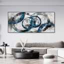 XLSJERST Extra Large Blue Abstract Canvas Wall Art - Modern Art Wall Decor for Living Room, Bedroom, Office (Blue and Gray-Black frame)