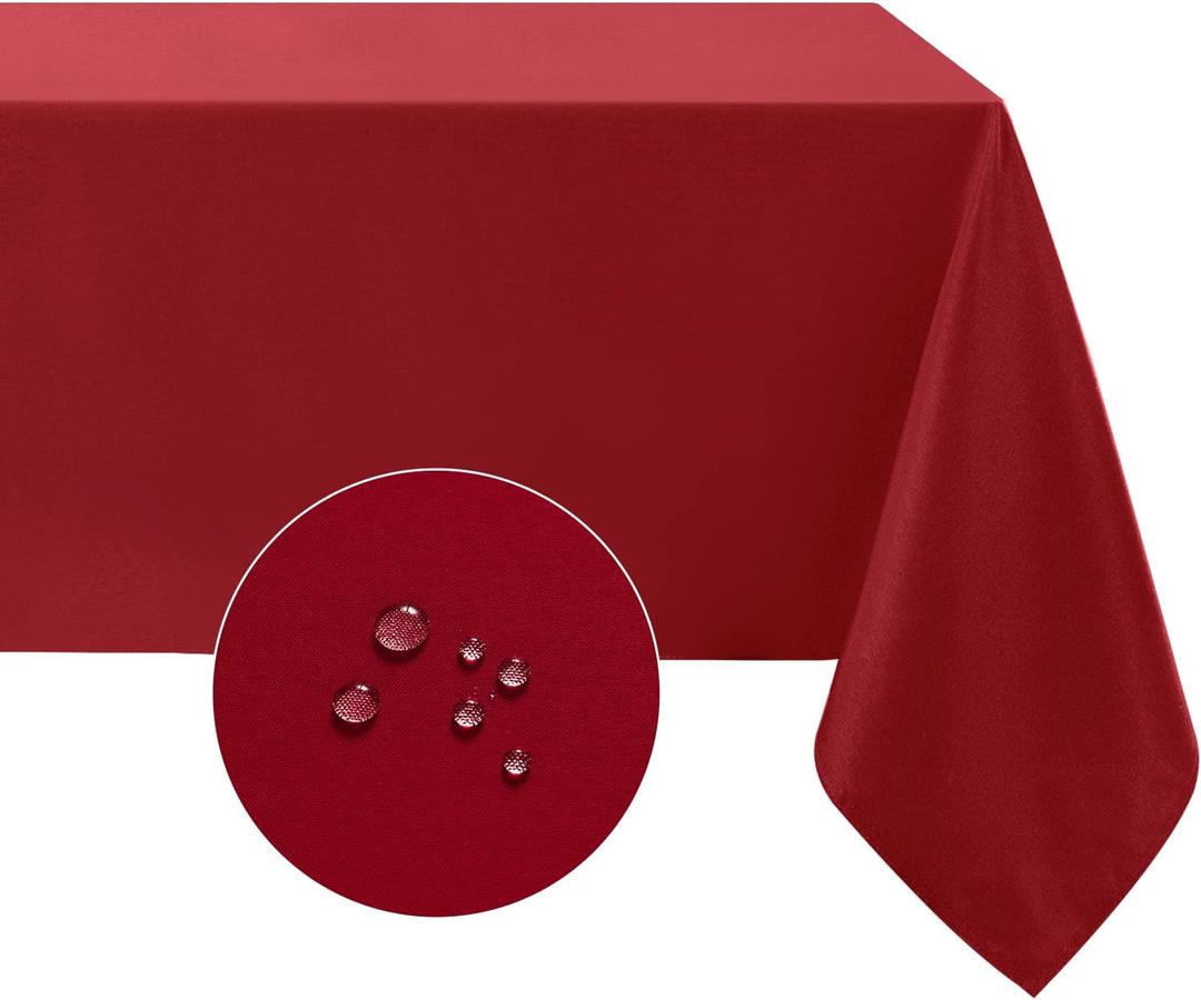 Softalker Rectangle Tablecloth, Waterproof & Stain Resistant Table Cloths Wrinkle Free Fabric Washable 210GSM Polyester Table Cover for Dining/Party/Outdoor - 60 x 120 inch,Red