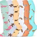 Graduated Compression Socks for Women&Men 20-30mmhg Knee High Socks Travel Hiking Running Stocking (Large-X-Large, 12-6 Pairs Animal Series04)