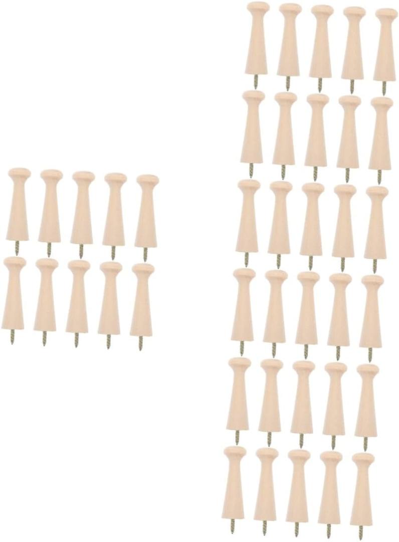 4sets Wooden Wall Hook Pegs Shaker Style Solid Wood Coat Hooks Enhance Aesthetics Easy Wall Mount 10pcs*4