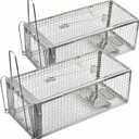 Anyhall 1-Pack Chipmunk Traps Humane Live Mouse Rat Cage Traps for Indoor and Outdoor Use (Silver)