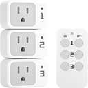 Remote Control Outlet, TESSAN Electrical Light Switch, Plug in Wall Plug with ON/Off Switch for Indoor String Lights, Lamps, Home Small Appliances, 100ft Range (1 Remote + 3 Outlets)