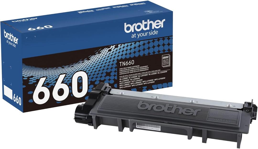 Brother Genuine High Yield Toner Cartridge, TN660, Replacement Black Toner, Page Yield Up to 2,600 Pages, Amazon Dash Replenishment Cartridge, Black, 1 pack