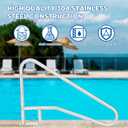 Pool Handrail, 304 Stainless Steel Pool Stair Rail with Grip Cover, Pool Railings for Inground Pool, 55"x32", 375lbs Load Capacity