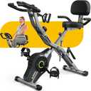 Exercise Bike, 5 in 1 Foldable Stationary Bike for Seniors, 8-Level Adjustable Magentic Resistance, Indoor Recumbent Bike with 330LB Capacity, Comfortable Seat Backrest (Dark Grey)