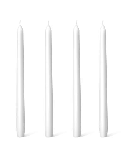 Everymoment White Taper Candles - 4 Pack 10 Inch Candlesticks - Dripless & Smokeless for 8 Hours - Unscented Paraffin Wax - Perfect for Wedding Christmas Halloween Holiday Dinner Table & Home Decor