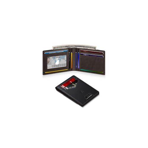 Wallet for Men Slim Leather Wallets for 13-17 Cards, RFID Blocking Thin Card Holder Wallet with ID Window & Large Capacity Cash Slot, Minimalist Bifold Small Wallet for Front Pocket, Gift for Men