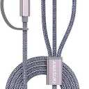 Travel Essentials, 3 in 2 USB A/C Cable to iPhone 17 Charger/Apple Watch Charger/Lightning, Braided Multi Charging Cable Cord, RV Camping Essentials, Designed for iWatch Series & iPhone1711/iPad5FT