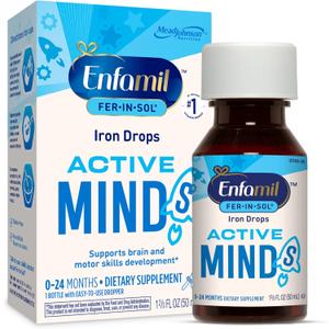 Enfamil Fer-In-Sol Iron Supplement Drops for Infants & Toddlers, Supports Brain Development, 50 mL Dropper Bottle, EXP 01 OCT 2025 (1.69 Fl Oz (Pack of 1))
