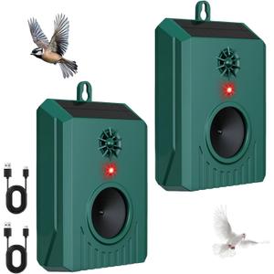 2026 Upgraded Solar Ultrasonic Bird Repellent Devices Bird Repeller Outdoor Bird Deterrents for Outside IP65 Pigeon Repellent Woodpecker Goose Deterrent for Patio Rooftops Porch Balconies(2)