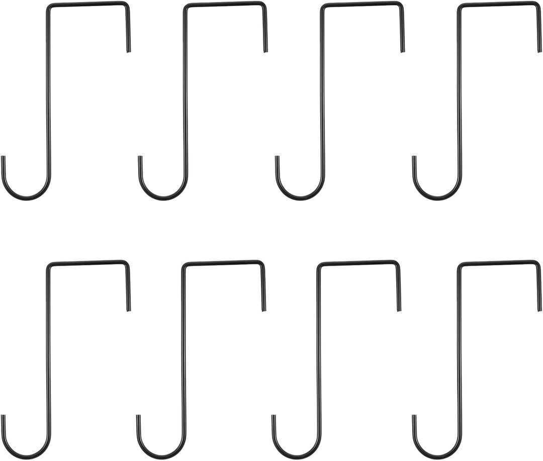 uxcell 8 Pcs Black Powder Coated Metal Vinyl Fence Hooks, Modern Neutral Over-the-Door Mount Hooks for Hanging Outdoor Lights Plants Bird Feeders