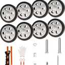 Luggage Wheels Replacement Set 8PCS Dia 2.2inch TPU Rubber Wheel Thick 12mm Smooth Silent Roller Fit 6mm&8mm Shaft Slot Full Set Repair Tool for 20-24in Suitcase Trolley Bag Drawbar Travel Box (Silver)