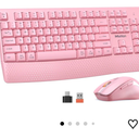 MEETION Wireless Keyboard and Mouse, Full-Sized Cordless Keyboard with Wrist Rest, 3 DPI Adjustable Mouse, Keyboard and Mouse Set with 2.4GHz USB Receiver, for PC/Computer/Laptop/Windows/Mac, Pink