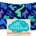 Little Sleepy Head Youth Pillow Case - 100% Made Cotton & Hypoallergenic Pillow Case - Snug Fit Envelope Pillowcase Enclosure - Youth Pillow 16x22 Size - (Dinosaurs Blue) Design Travel Pillow Cover