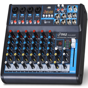 Pyle 8-Channel Bluetooth Studio Mixer - USB, DSP, Phantom Power, DJ/Studio Use