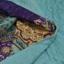 WONGS BEDDING Boho Quilt King Size, Blue Purple Bohemian King Quilt, Lightweight Microfiber Bed Decor Bedspread for All Season 103"x90"(3 Pieces)