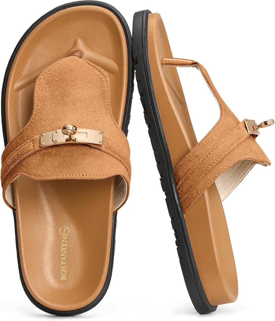 BOSTANTEN Thong Sandals for Women, Wide Width for Comfortable Walking