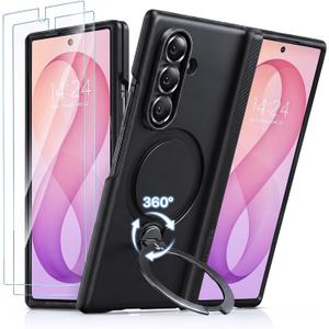 TORRAS Q3 Spin for Samsung Galaxy Z Fold 8 Ultra Case, 360 Magnetic Stand | MIL-Grade Hinge Protection, Compatible with MagSafe, 360 Kickstand, Armor, Shockproof, 2 Screen Protectors, Black