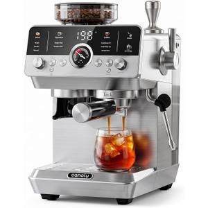 Canoly Fast Cold Brew Espresso Machine with Grinder, Capsule Handle, Silver