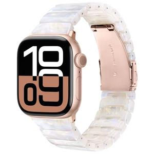 V-MORO Resin Band Compatible with Apple Watch Series 7/8/9/10/11 41mm/40mm/38mm/42mm Fashion Cute Strap for iWatch Series 6/5/4/3/2/1/SE/SE 2 Lightweight Bracelet Wristband Women(Classic Aurora White)