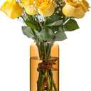 ComSaf Glass Flower Vase, 8 Inch Tall Bud Vases, Home Decor Vases for Centerpiece for Living Room and Bedroom, Decorative Vases for Wedding, Valentines' Day, Mother's Day (Amber)