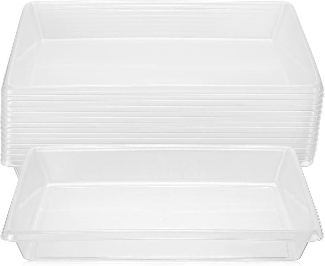 Maitys 15 Pcs Activity Plastic Art Trays 14.57 x 10.63 x 1.77 Inch Large Crafts Organizer Serving Storage Tray for Kids School Classroom DIY Project Painting Home Organizing Supply (Clear)