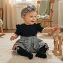 Giraropa Newborn Baby Girl Clothes Smocked Bubble Romper Dress + Socks + Headband Cute Spring Summer Baby Girl Clothes, Size 3-6M
