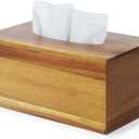 YANGQIHOME Rectangular Tissue Box Cover, Wood Rectangle Tissue Holder for Bathroom, Living Room, Dining Table, Decorative Facial Tissue Box Cover, 9.84" x 5.62" x 4.7"