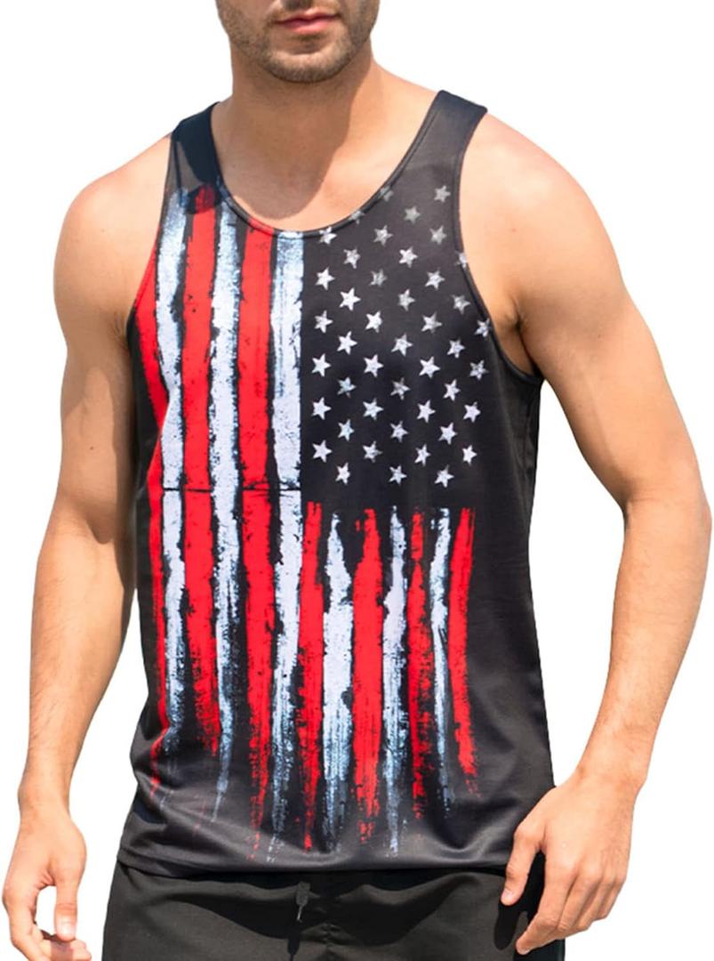 Goodstoworld Mens 3D Tank Top Novelty Graphic Breathable Quick Dry Sleeveless Beach Shirt S-4XL (Black, XXXL)