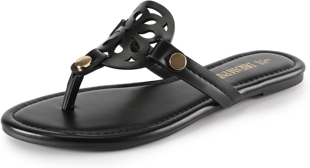 DREAM PAIRS Women's Flip Flops Comfortable Soft Cushion Slide Slip on Summer Beach Thong Flat Sandals, Size 9