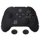 eXtremeRate PlayVital Guardian Edition Black Ergonomic Soft Anti-slip Controller Silicone Case Cover for Xbox Series X/S, Rubber Protector Skins with Joystick Caps for Xbox Core Wireless Controller